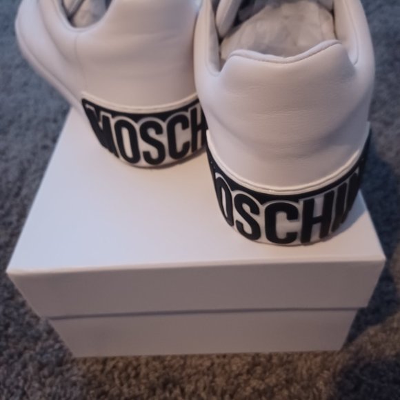ON SALE 24HRS !!MOSCHINO VITELLO DESIGNER SNEAKERS SZ 46 - Picture 3 of 8